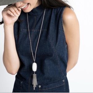 Kendra Scott Rayne white and silver long necklace